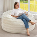 Hobestluk Bean Bag Chairs Beanbag Chair with Filler Adult Bean Bags with Fluffy Ripple Cover, Giant Bean Bag Chairs for Adults (White, 3FT - 36" x 36" x 22")