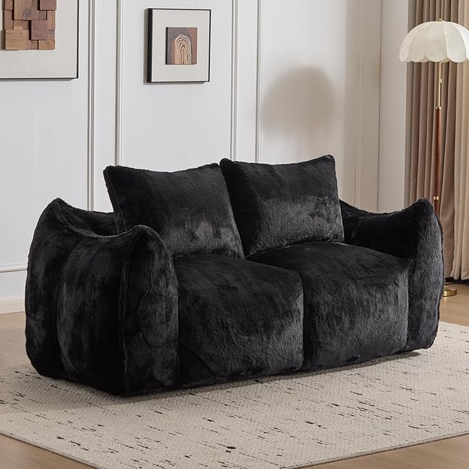 KEIKI Giant Bean Bag Couch for Adults, Oversized Loveseat, 2 Seater Fireside Chair, Comfy Lazy Floor Sofa, Cozy Reading Chair with Pillows for Living Room, Bedroom, No Assembly Required