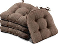 Basic Beyond Chair Cushions for Dining Chairs 4 Pack, Chair Cushion with Ties and Non Slip Backing, 15.5 x 15.5 inches Tufted Chair Pads for Dining Chairs(Brown)