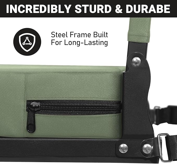 Sheenive Green Stadium Seats for Bleachers with Back Support, Padded Soft Comfy Backs and Cushion, Wide, Portable Folding Comfort Chair with Shoulder Strap, Perfect for Sports Events
