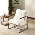 VINGLI 28" Wide Plush Upholstery Sling Modern Accent Chair Set of 2, Cute Reading Armchair with Removable Seat Cushion & Tan Microfiber Seat Base, Lazy Chair for Bedroom & Lounge, White