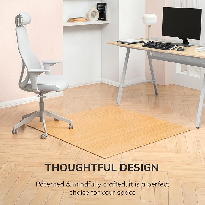 Anji Mountain Office Chairmat Thickest & Sturdy Bamboo Chairmats Highly Premium Quality Anti-Slip Heavy Duty for Multi-Purpose Hardwood Floor Office & Home Floor Protector Office Chair mat-5mm Thick