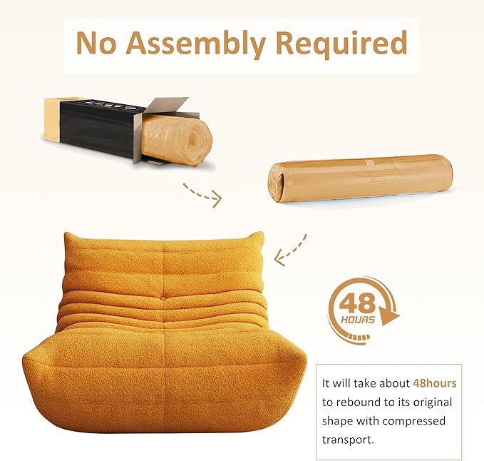 Bean Bag Chair, Oversized Bean Bag Chair for living Room, Fireside Chair for adults with Memory Foam Filled, Big Accent Sofa Lounge Floor Sofa for Gaming, Reading, Relax, No Assembly Required (Yellow)