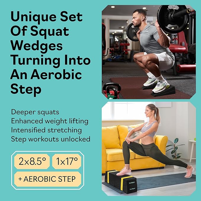 Squat Wedge - Squat Wedge Block 960 LBS Capacity - Slant Board for Calf Stretching with 5 Adjustable Angles - Calf Stretcher Slant Board - Yoga Blocks - EPP Material for Ankle Mobility & Physical Therapy