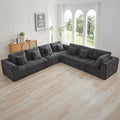 140''Cloud Boneless Couches for Living Room, Modular Sectional Compressed Sectional Sofa, Oversized L Shaped 7 Seater Upholstered Memory Foam Sofa, No Assembly, Chenille Grey