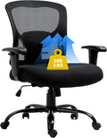 Bigroof Big and Tall Office Chair 500LBS Ergonomic Mesh Desk Chair with Adjustable Lumbar Support Arms Wide Seat Task Executive Rolling Swivel Chair for Heavy People (Black-500LBS)