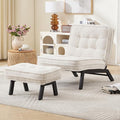 ANJ Accent Chair with Ottoman Adjustable Backrest, Living Room Chair Tufted Upholstered Lounge Chair with Footrest Set, Modern Chair Cozy Reclining Chair for Reading Room Bedroom