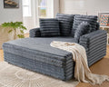 Jocisland 58-Inch Chaise Lounge, Complete with Cozy Throw Pillows, Upholstered Sofa Bed with Armrests, Plush Sleeper Bed for Living Room, Dark Grey