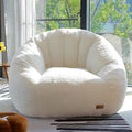 Big Bean Bag Chairs for Adults Giant Sofa with Faux Fur Shell-Shaped Beanbag Couch, Stuffed Large Bean Bag Floor Chair for Living Room, Beanbags Reading Chair for Bedroom Single Sofa(XL-White)