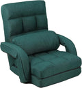 FLOGUOR 14-Position Adjustable Floor Chair, Chaise Lounge Indoor, Folding Lazy Sofa with Armrests and a Pillow Padded Adults Gaming Chairs for Living Room, Bedroom Factory Price, 8803XM (Green)