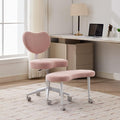 Cross Legged Chair, Meditation Chair Plus with 360° Swivel Wheels for ADHD/Fidgety Sitters, Height Adjustable & Ergonomic Lumbar Support, Teddy Fabric, Pink Home Office Furniture