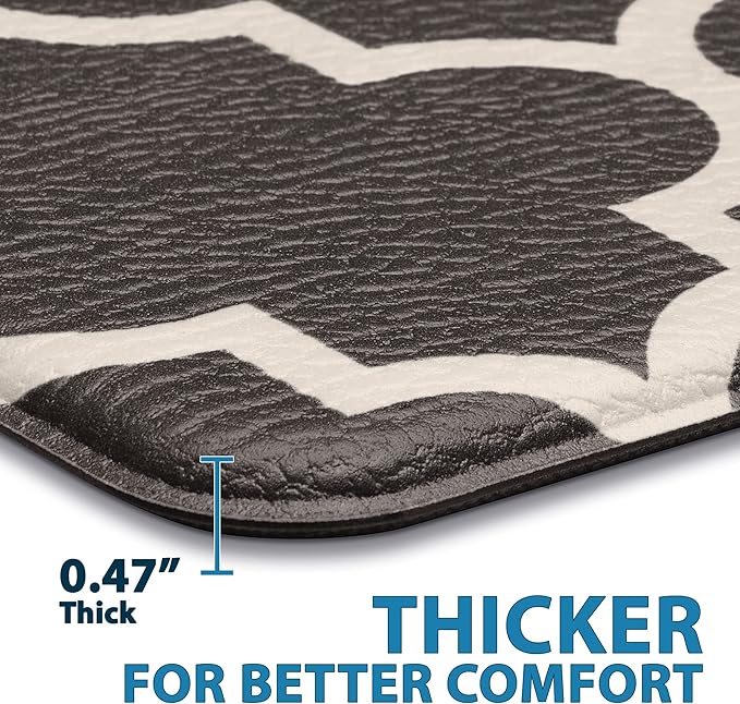 ComfiLife Kitchen Mats for Floor (2 PCs) – Cushioned Anti Fatigue Kitchen Rug for Comfortable Standing – Waterproof, Easy Clean, Non-slip, Thick Kitchen Mat Set for Home, Office, Sink, Laundry (Brown)