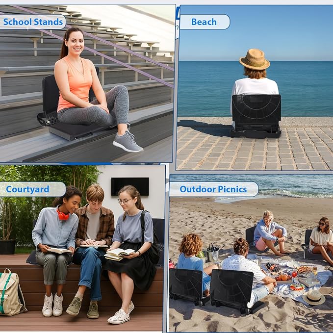Stadium Seats for Bleachers with Back Support,Stadium Seating for Bleachers with Comfy Padded Active Foam Backs,Portable Folding Stadium Chair with Shoulder Strap