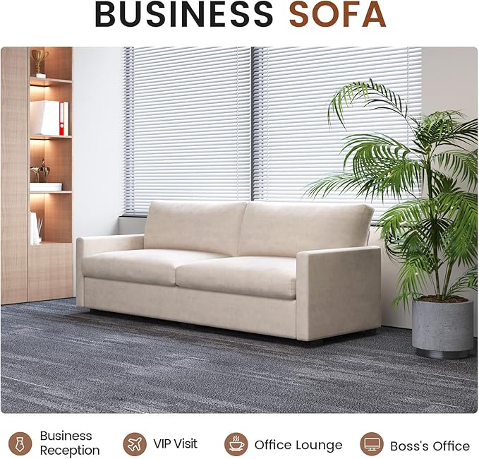 Modern Beige Fabric Loveseat with Deep Seating, Soft Cushions, Minimalist 2-Seater Sofa for Office, Living Room or Bedroom, Easy Assembly Couch for Small or Large Spaces