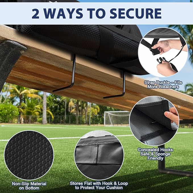 Romswi 2 Pack Etra Wide Backpack Reclining Stadium Seat with Armrests, 6 Adjustable Angle & Hidden Hooks, Bleacher Chair with Padded Backpack Straps & Multiple Pockets for Outdoor (25in)