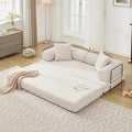 ZEIINPA Convertible Sleeper Sofa Bed with Cylindrical Pillow, Corduroy Folding Mattress Couch with Fixed-Shape Frame, Floor Sofa Lounge Couch for Living Room Bedroom Lounge Studio, Beige