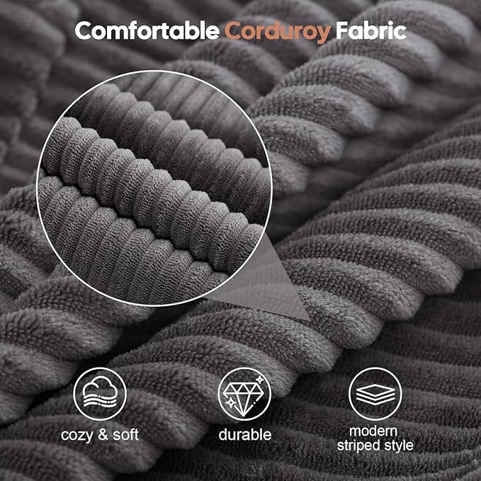 COMAX Folding Sofa Bed, Foldable Couch for Bedroom, Convertible Floor Sleeper Futon Chair Foam, Corduroy 3 in 1 Fold Out Chair Portable Comfy Lounge Couch Sofa Bed for Small Space, Single, Grey