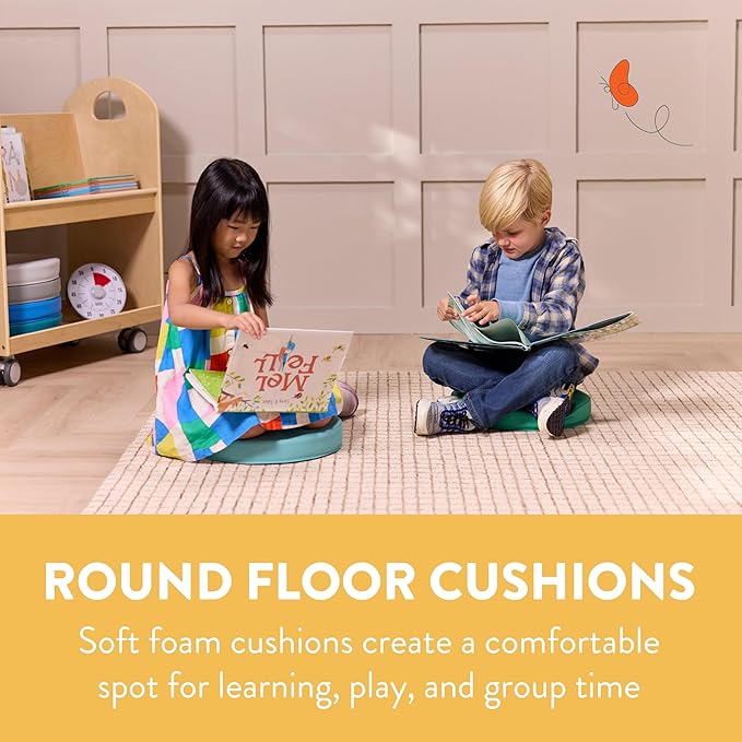 Back2School Express Round Floor Cushions with Handles, Flexible Seating, Contemporary, 6-Piece