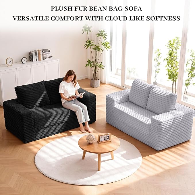 HABUTWAY Convertible Folding Sofa Bed Couch,3 in 1 Pull Out Couch Bed,Loveseat Sleeper Sofa Bed,Boneless Couches with Pillows for Living Room Bedroom, Black