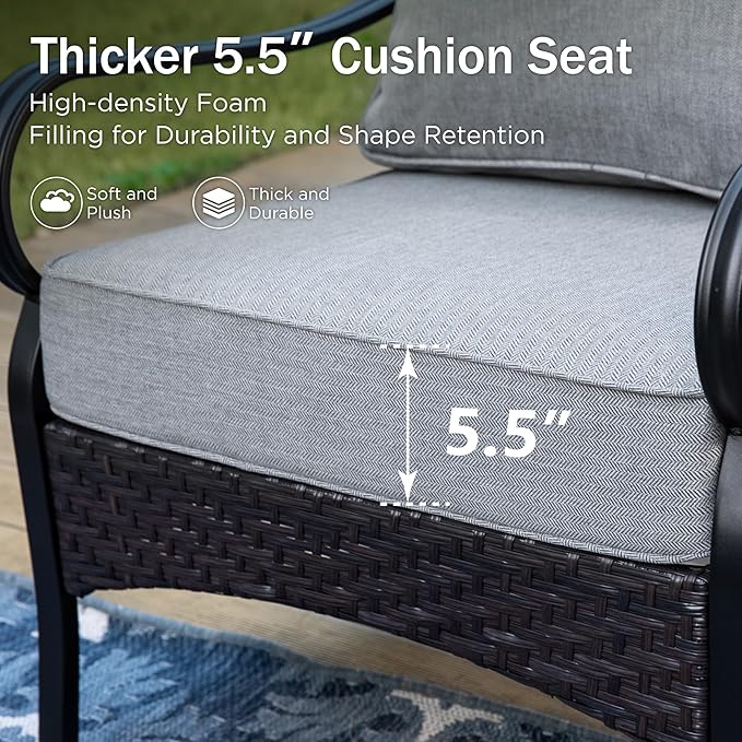 Rocking Patio Sofa Chairs - 2 PCS Outdoor Rocking Armchairs, Patio Seating with High Back Deep Seat for Porch Deck Balcony