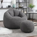 Bean Bag Chairs, Gaint Bean Bag Couch with Memory Foam for Adults and Kids, Microfiber Upholstered Sofa with Ottoman, Comfy Lazy Bean Bag Reading Chair for Living Room