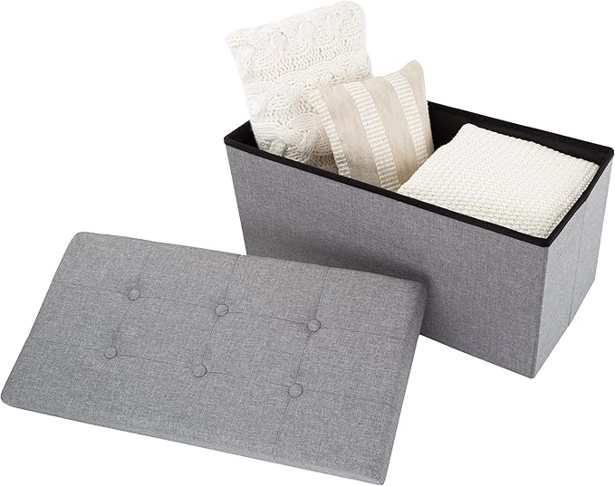 Lavish Home Storage Ottoman ' Folding Foot Rest Toy Chest or Shoe Bench Organizer with Removable Bin