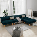 2 Sets 69" Futon Sofa Bed, 4 in 1 Multi-Function Couch Sleeper with Adjustable Backrest, Modern Convertible Futon, Recliner Small Loveseat for Living Room, Plush Blue