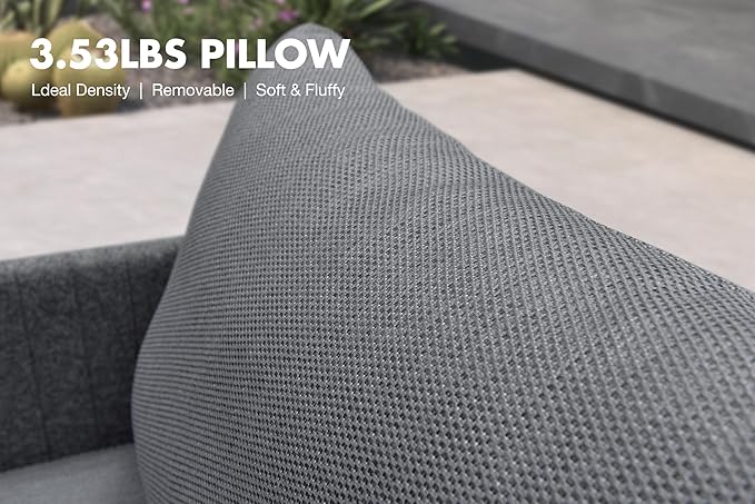 PURPLE LEAF 7 Pieces Patio Conversation Sets with Ottoman All Weather Outdoor Couch Sectional Set with Cushion Patio Conversation Set for Garden Poolside Backyard Gray