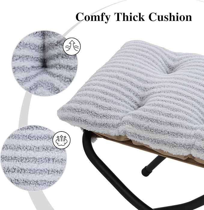 Mordchil HF 15"(H) Folding Ottoman, Foldable Footrest Stool, Portable Small Foot Stool for Couch, Collapsible Foot Rest Ottoman for Sofa, Accent Padded Ottomans for Living Room, Bedroom, Stripe Grey