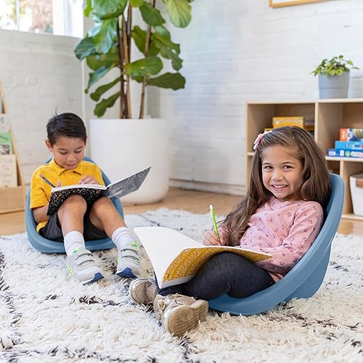 ECR4Kids Leaf Floor Seat, Rocker Chair, Powder Blue, 6-Piece