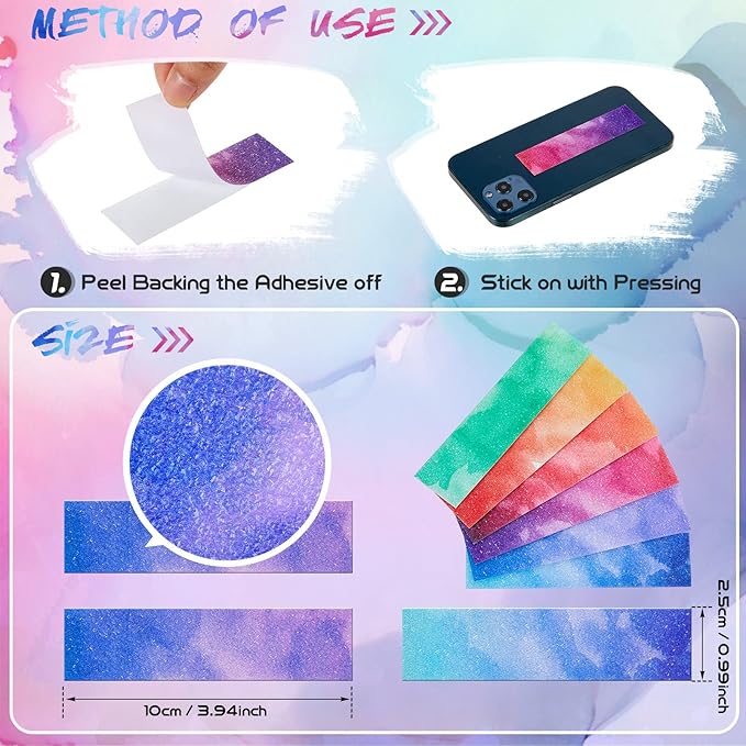 Gersoniel 72 Pcs Anxiety Sensory Stickers Strips Adhesive Textured Mental Health Calm Stickers Mindfulness Fidget Decals Stress Anxiety Relief Items for Therapy Office Desk Counselor(Watercolor)