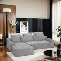 111.2" Boneless Couch,Cloud Sectional Sofa with L-Shape Chaise,No Assembly,High-Density Memory Foam,Chenille Comfy Sofa for Living Room, Bedroon and Apartment (Grey)