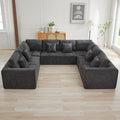 140''Modular Sectional Couches for Living Room, Cloud Boneless Compressed Sectional Sofa, Oversized U Shaped 8 Seater Upholstered Memory Foam Sofa, No Assembly, Chenille Grey