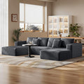 Fancyfire 134.6" Cloud Modular Sectional Couch with Chaise and Pillows,Ultimate Comfort U-Shaped Deep Seat Sofa,Boneless Couch Upholstered 3-Seater Sofas for Living Room, No Assembly Required(Grey)
