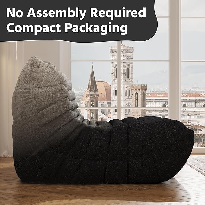 Bean Bag Chair, Fireside Chair, Large Bean Bag Chair for Adults, Bean Bag Chairs for Teens with High-Resilience Foam, Non-Slip Base Floor Lounge Sofa,Living Room (Gradient White-Black, Loveseat)