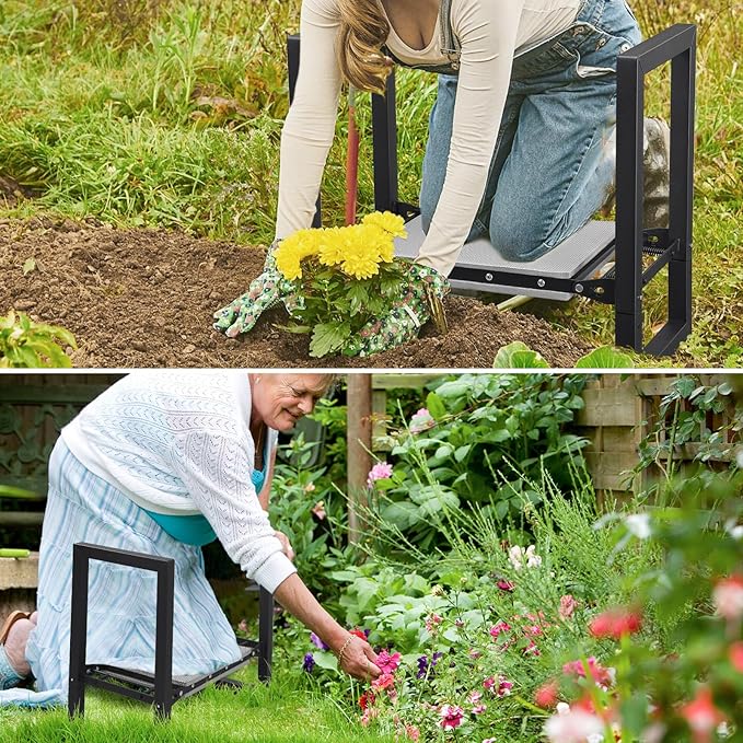 JAOTREL Garden Kneeler and Seat, Foldable Garden Stool 400lbs Heavy Duty, Protects Knees and Back, Ideal for Women, Men, and Seniors Gardeners, Large Size 19"x10.6"x18.5"