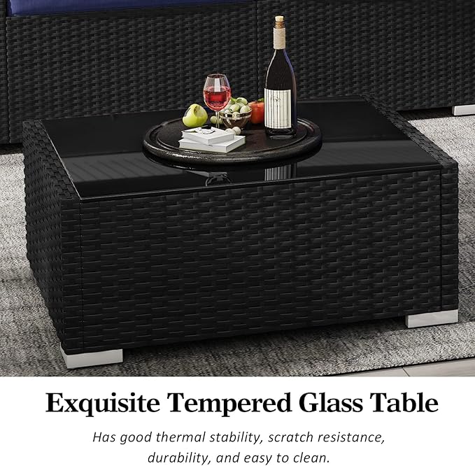 LayinSun 12 Pieces Patio Furniture Set, Black Rattan Modular Sectional Outdoor Conversation Sofa Set