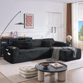 Cloud Sectional Couch with L-Shape Chaise, Modern Modular Sofa with Deep Seat, Built-in Cup Holder & Storage Pocket for Living Room Bedroom, No Assembly Required (Black Grey, Left Sitting Chaise)