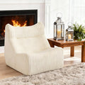 Bean Bag Chairs, Giant Bean Bag Chair for Adults, Memory Foam Lounge Chair, Comfy Lazy Floor Chair, Bean Bag Sofa for Living Room, Bedroom and Office, Single Bean Bag (White)