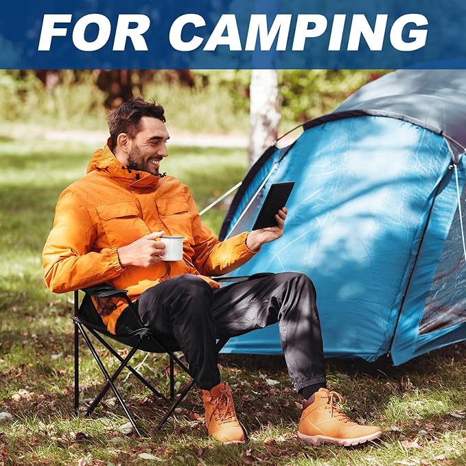 2 Pack Lightweight Camping Chairs, 300LBS Heavy-Duty Portable Folding Chairs with Carry Bag, Compact Design for Camping, Beach, Picnics, and Outdoor Event