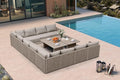PURPLE LEAF Patio Furniture Set 13 Pieces Patio Seating Sofas Aluminum Furniture Outdoor Couch Sectional Set with Cushions and Aluminum Table Patio Conversation Sets Beige