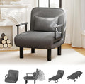 Furniliving 4 in 1 Folding Sofa Bed Chair, Convertible Sleeper Chair Bed with 6-Position Adjustable Backrest, Upholstered Chaise Lounge with Pillow, Accent Chairs for Bedroom/Office, Linen, Darkgrey