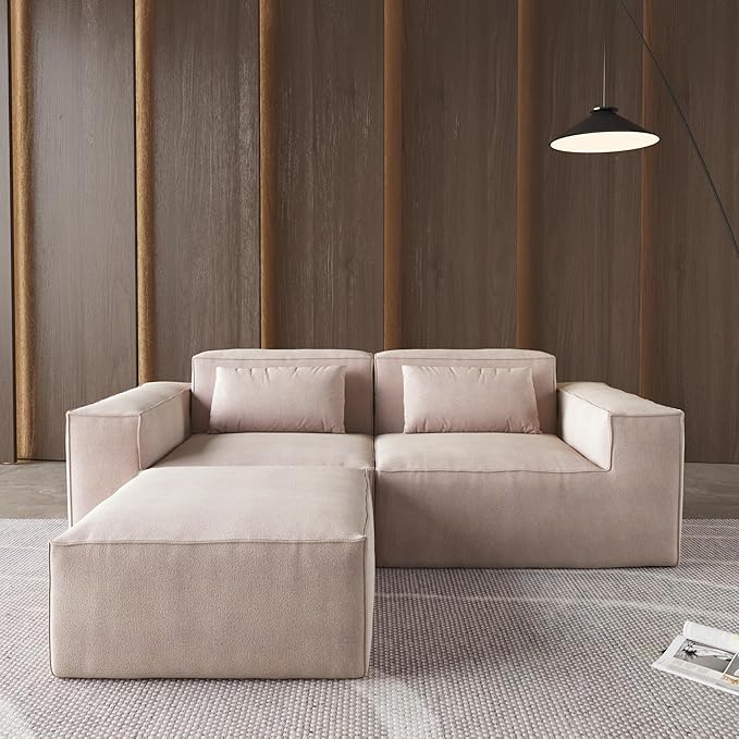 JACH 86.62" Modular Sectional Couch, Huge Plus Love Seat Sofa, Modern Comfy Cloud Couches with Reversible Chaise Ottoman, Sofa Furniture for Living Room, Office, Apartment, Brown