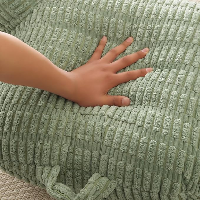 PAJEO Reading Pillow for Sitting in Bed, Large Backrest Reading Pillow with Arm Rest,Back-Rest Support Cushion for Sit Up on Couch, Sofa, and Floor, Dorm Essentials (Green Corduroy, Standard(17"))