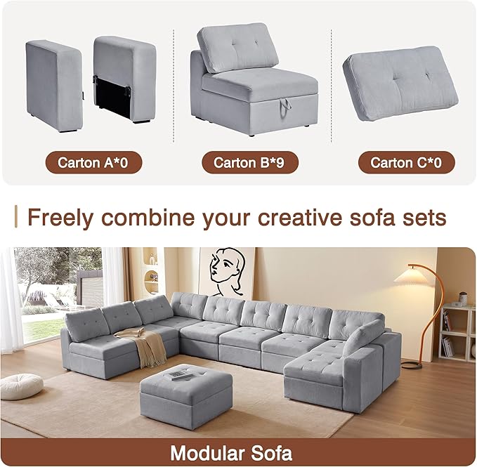 ORRD Armrest Chair for Modular Sectionals Sofa Couch, Modular Sofa Chair with Storage for Living Room