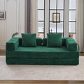 Convertible Couch Sofa Bed Foldable Floor Sleeper | Modern Fold Out Couch | Removable Backrest & Armrests | No Assembly Compression Sofa Sleeper for Living Room, Bedroom | Corduroy Fabric Green