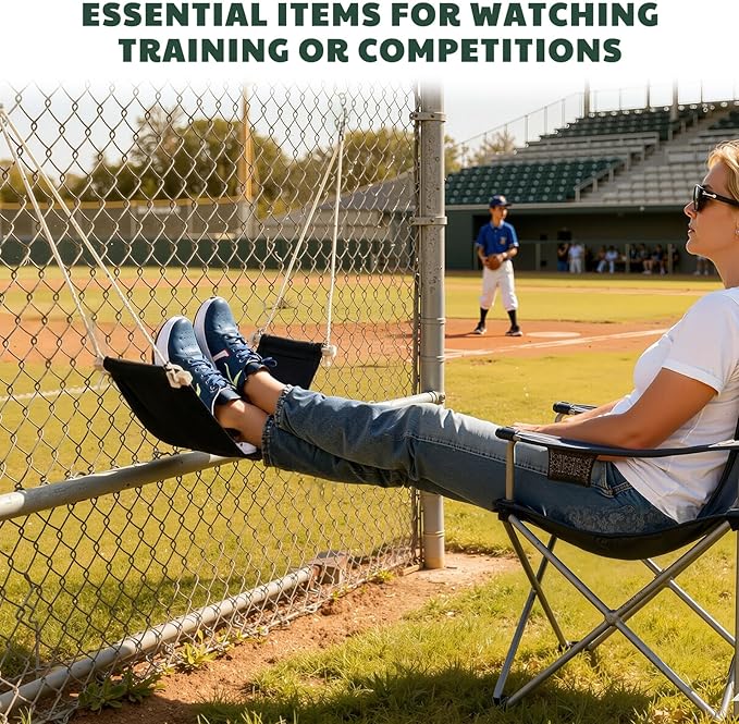 Gerrii Baseball Hanging Footrest Board Portable Foot Rest Baseball Mom Must Haves Black Canvas Pad with Metal Spring Clips Portable Step Pad for Dugout or Outdoor Field Fence