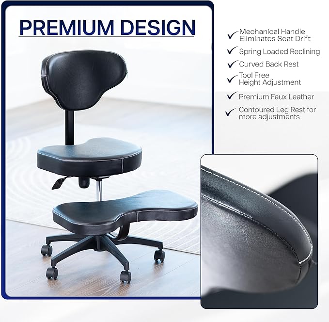 VIVO Mobile Cross Legged Office Chair with Back Support for Yoga Meditation ADHD, Height Adjustable, Black, CHAIR-CL03B