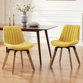 Art Leon Swivel Dining Chairs Set of 2, Mid Century Modern Kitchen Dining Room Chairs, Upholstered Fabric Armless Side Chair with Wood Legs for Living Room Bedroom, Yellow