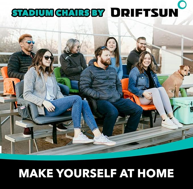 Driftsun 1 Pack Extra Wide Stadium Seats with Back Support - Deluxe Foldable Stadium Chairs for Bleachers - Folding Waterproof Sport Chair - Easy to Transport